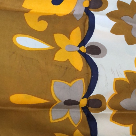 Vintage Navy and Gold Silk Scarf - Picture 6 of 6